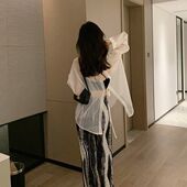 女薄款 外套罩衫 夏季 高级感开衫 天丝法式 后背开叉衬衣冰丝防晒衬衫