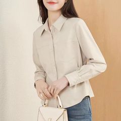 专柜品质法式小众磨毛收腰衬衫女2025秋冬新款设计感别致短款衬衣