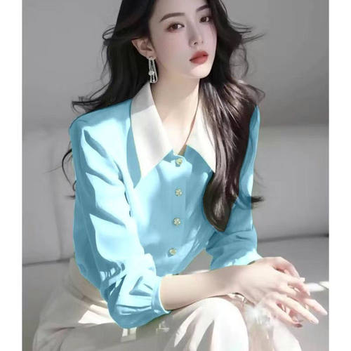 法式雪纺衫2025春夏时尚百搭衬衫气质新款上衣女高级感拼色七分袖