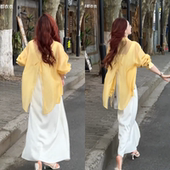 后背开叉衬衫 雪纺防晒上衣 外套设计感小众空调衫 女夏薄款 开衫