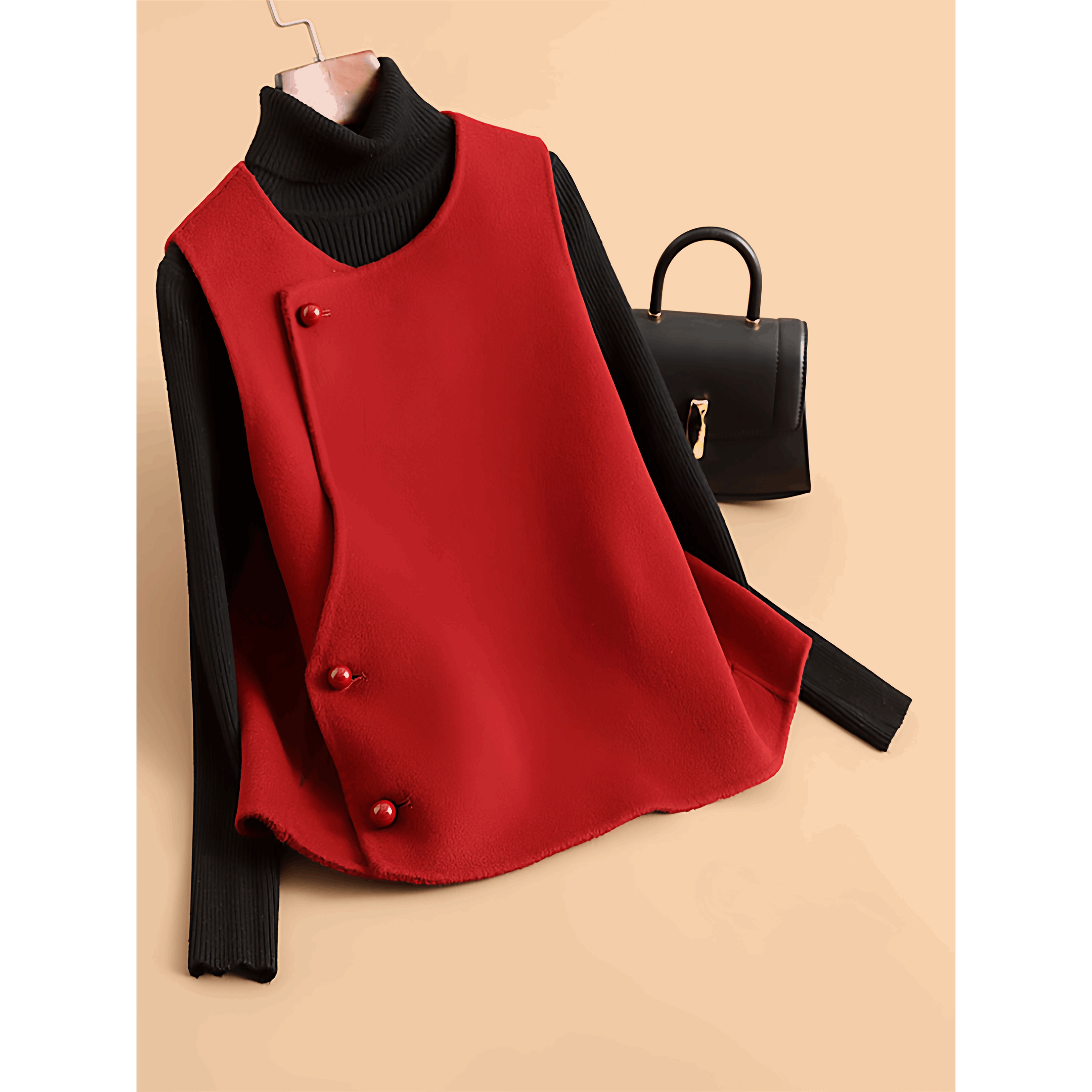 新中式国风红色毛呢外套女短款无袖马甲高端双面羊绒羊毛呢子大衣,女装/女士精品,马夹,淘宝优惠券,粉丝福利购,淘宝优惠卷