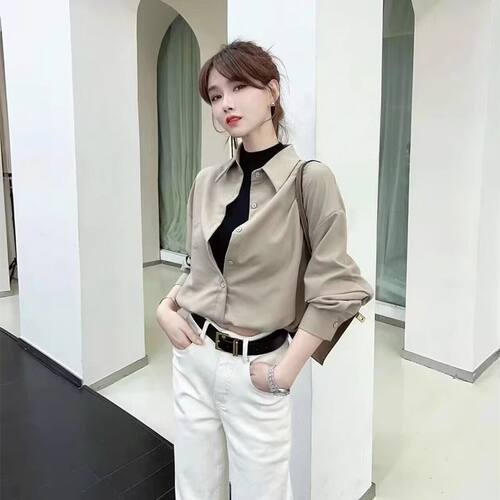 卡卡女装官方旗舰正品秋冬时髦《格调美拉德》设计感假两件衬衫女