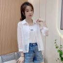 新款 女外搭配吊带七分袖 夏季 绑带防晒衬衫 防晒衣外套 上衣时尚 短款