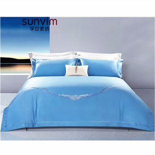 包邮孚日家纺柔润细腻光泽高支纱长绒棉贡缎真丝般肤感轻奢四件套