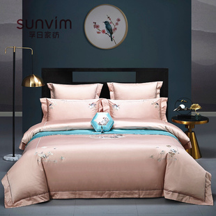 孚日家纺长绒棉超细腻柔润肤新国潮高档轻奢提花床品四件套满庭芳