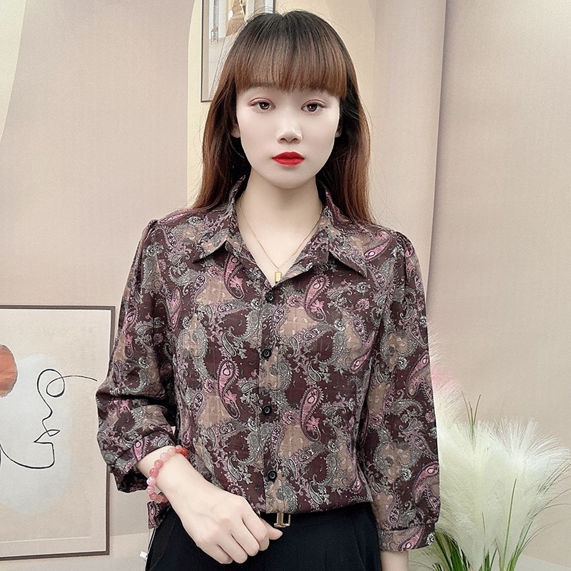 夏季薄款印花宽松显瘦衬衫开衫