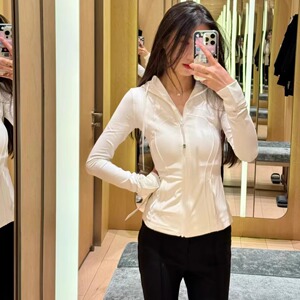 lulu Define瑜伽服连帽Nulu磨毛紧身显廋夹克外套健身运动上衣