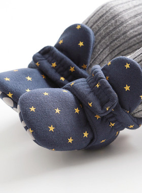 婴儿鞋袜秋冬加厚加绒保暖新生儿宝宝冬季纯棉步前鞋防滑地板袜子