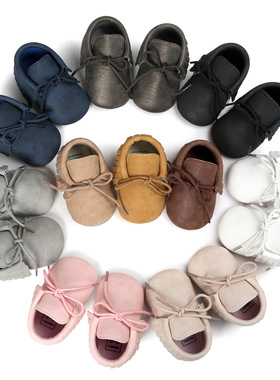 时尚流苏男女宝宝学步鞋休闲系带0-1岁婴儿 软底防滑室内春秋