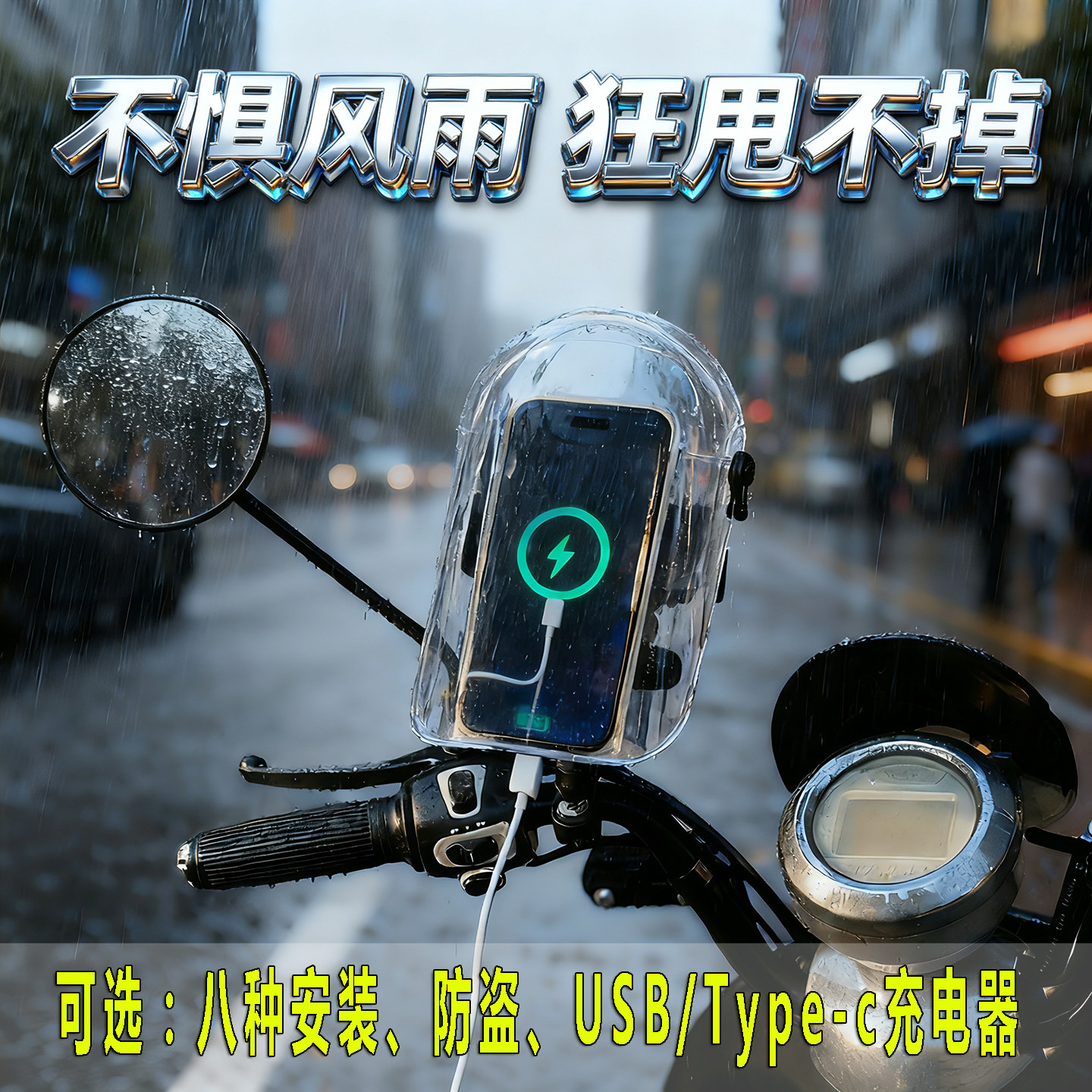 电动车手机导航支架美团外卖快递闪送摩托车遮阳防晒防雨充电支架