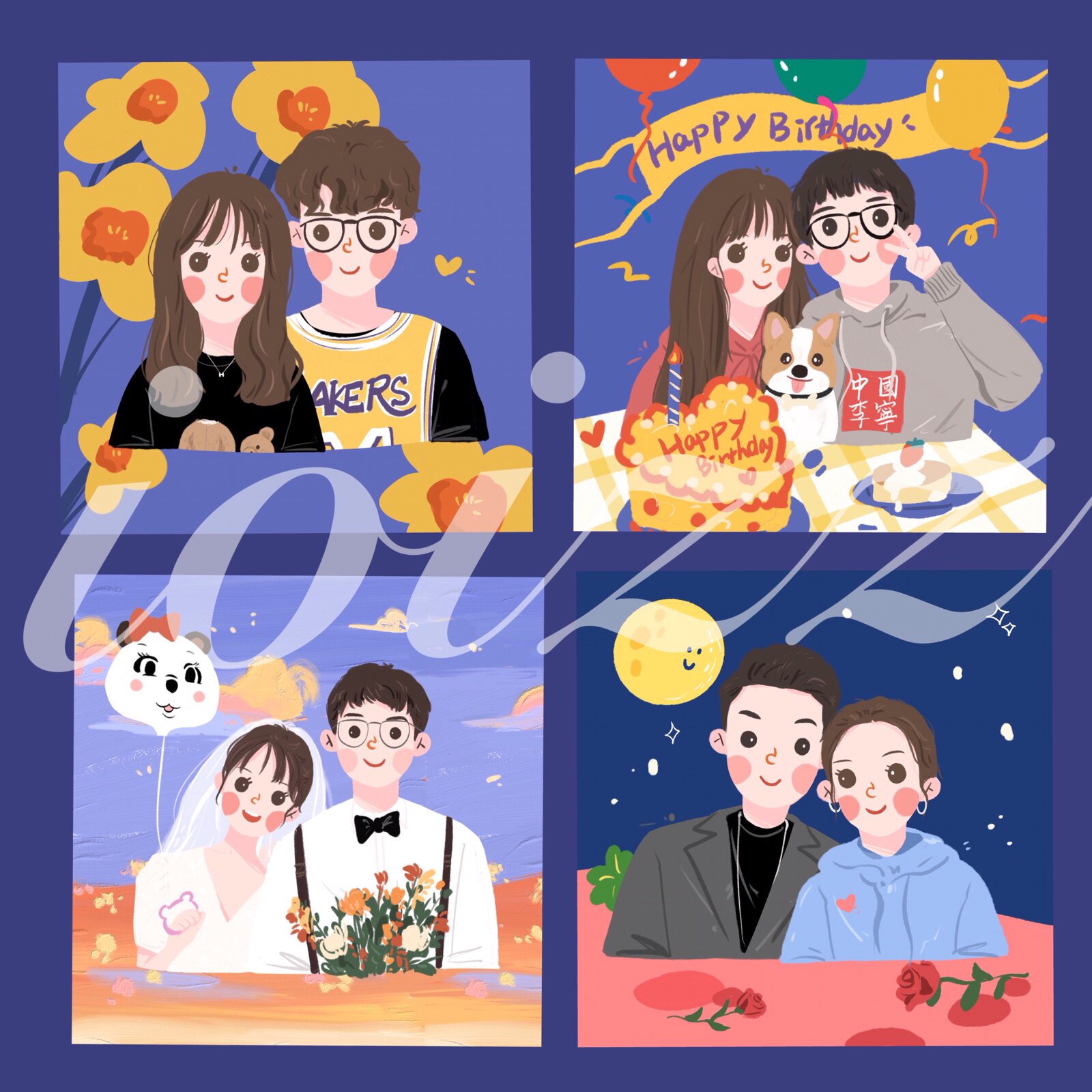 ioizz 漫画头像可爱卡通情侣来图定制照片转手绘六六