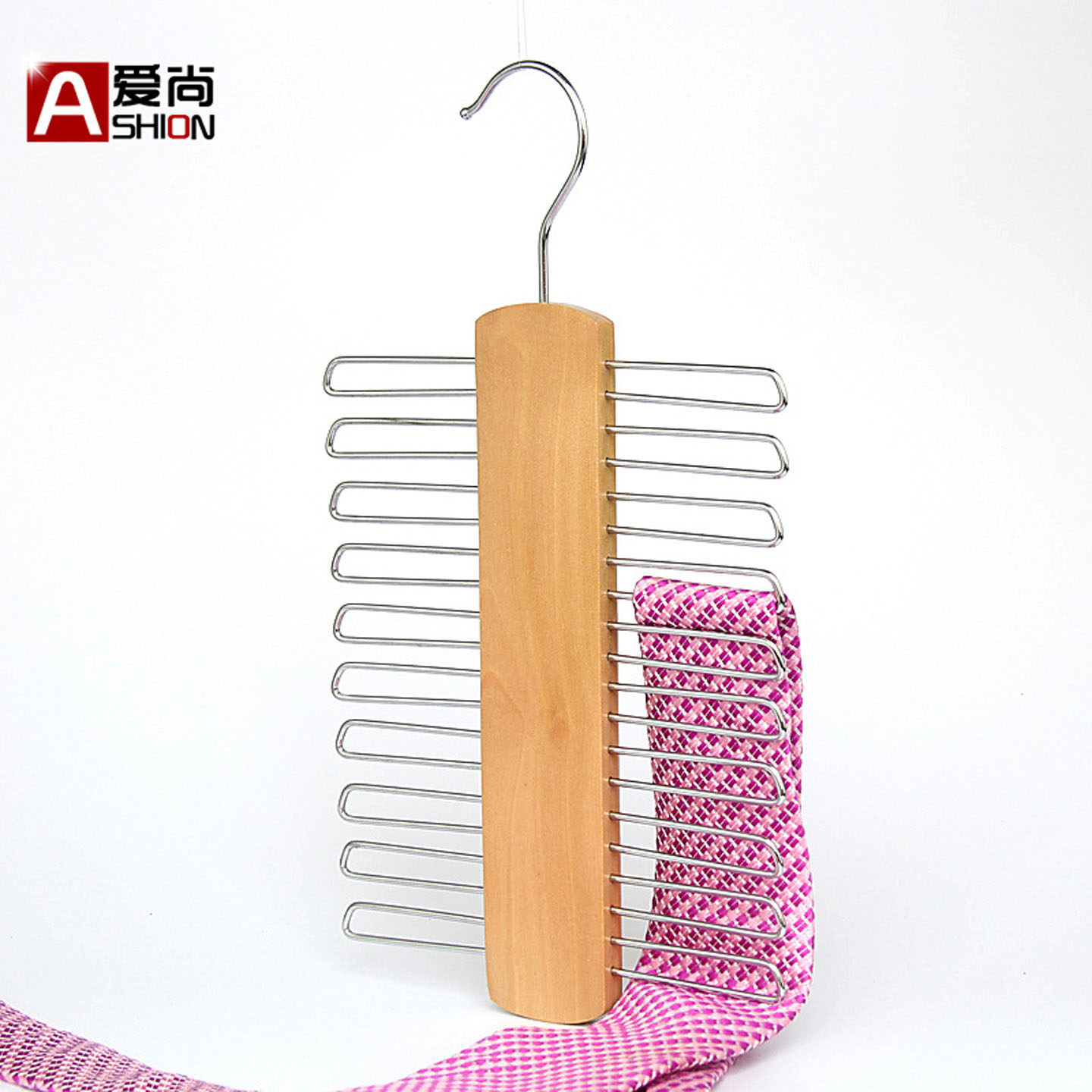 爱尚实木防滑领带架多层领带腰带挂架丝巾小件挂架多功能收纳衣架,收纳整理,木质衣架,淘宝优惠券,粉丝福利购,淘宝优惠卷