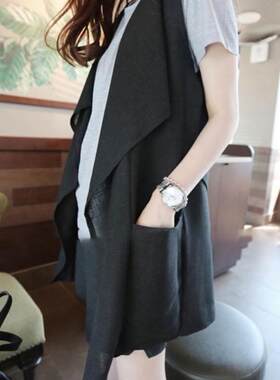 2025韩版春夏中长款棉麻马甲女宽松亚麻防晒薄外搭包邮