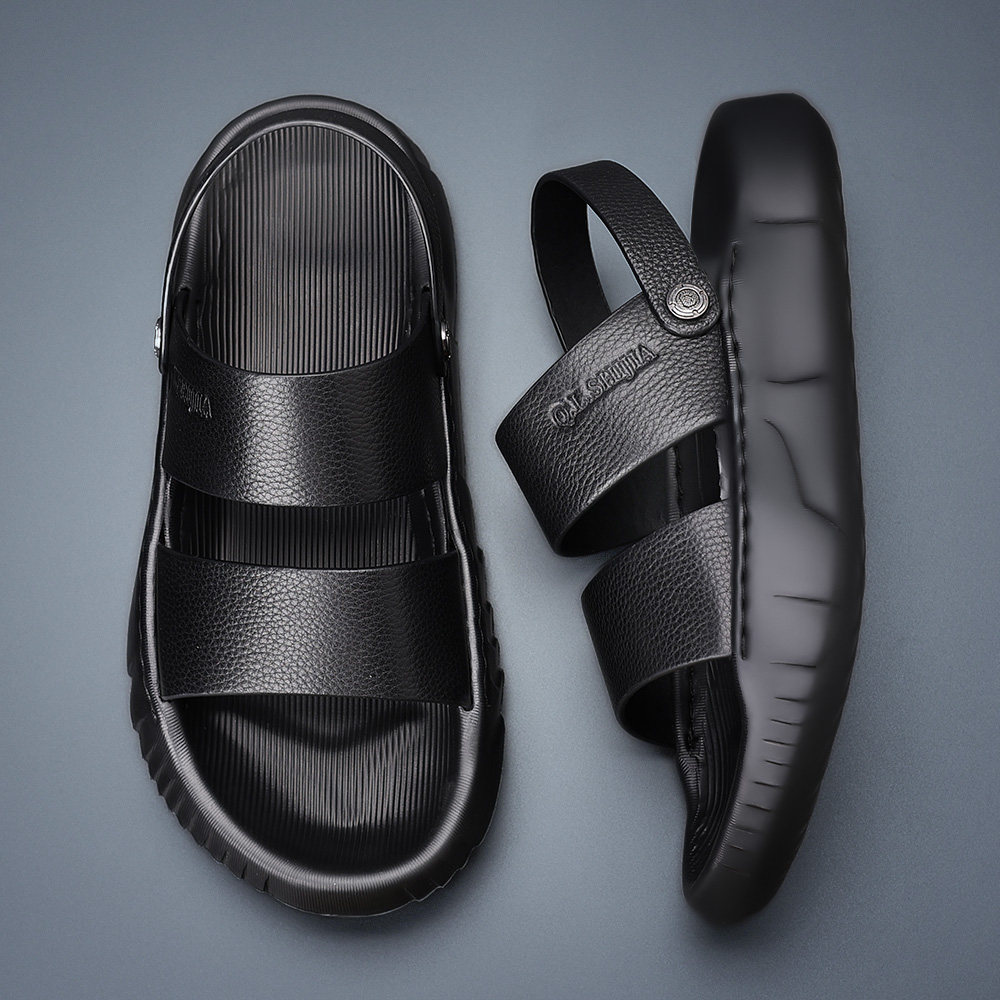 头层牛皮凉鞋男款2026新款夏季外穿两用沙滩鞋男士开车爸爸凉拖鞋