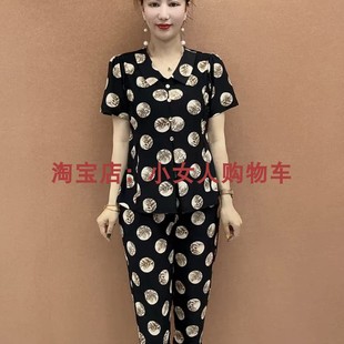 女中年妈妈两件套 2025夏季 新款 时尚 洋气减龄显瘦遮肚休闲运动套装
