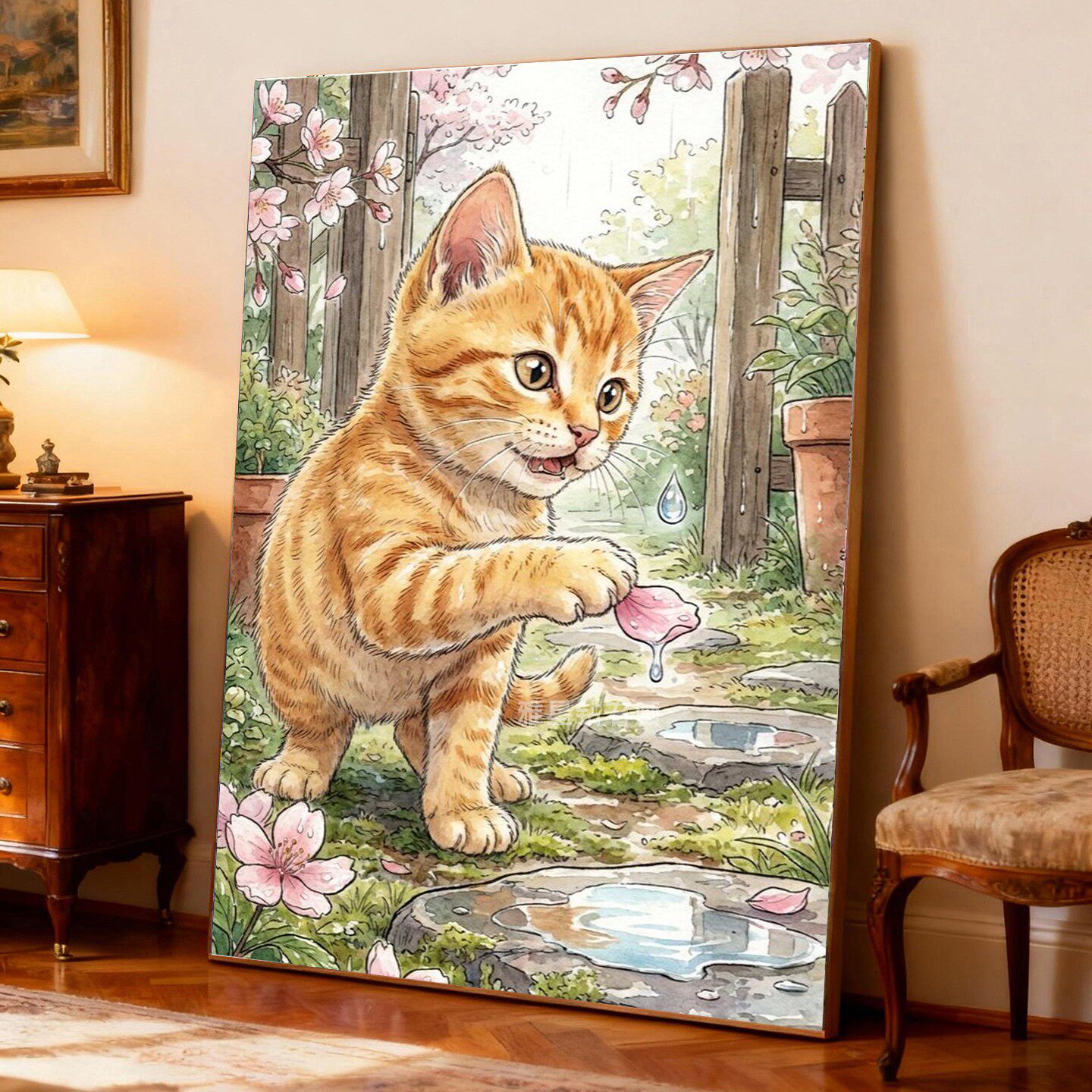 2026新品DIY方钻满钻钻石画贴钻砖石绣可爱动物春天猫咪抓花瓣