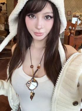 复古美拉德项链女长款流苏吊坠