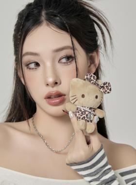 豹纹凯蒂猫毛绒大号抓夹项链