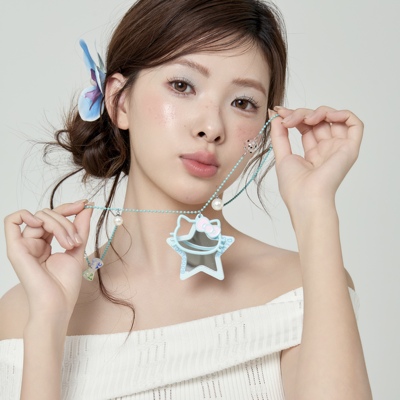 Starfire可爱镜子长项链KT猫吊坠小众设计感卫衣链时尚夏天清新女