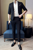 韩版修身七分袖西装套装中袖西服九分裤两件套A445-TZ8511-P180，男装西服套装，电商A445