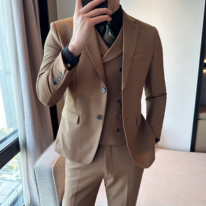 秋冬韩版修身小西装两粒扣西服套装三件套咖啡A445-SJT3611B-P250图片