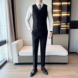 秋季新款男士马甲韩版修身双排扣西装马甲黑色A445--MJ3611-P60，男装背心/马甲，电商A445
