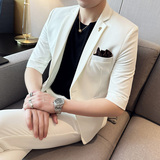 男士中袖西装套装修身七分袖西服九分裤两件套A445-TZ8511-P180，男装西服套装，电商A445