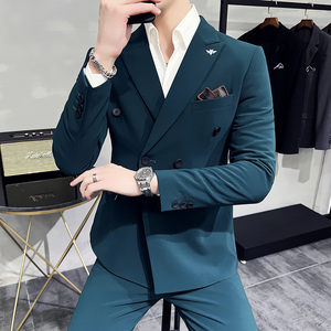 新款十个颜色 韩版修身小西装 西服套装两件套 淡青色 LJT10-P210图片