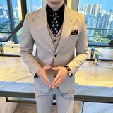 春秋韩版修身小西装外套两扣枪驳领时尚休闲西服A445-XZ9005浅咖，男装西服，电商A445