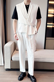 夏季男士个性马甲时尚休闲西装领马夹A445-DMJ019-P125，男装西服套装，电商A445