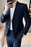 秋冬韩版修身小西装外套两扣时尚休闲西服藏青A445-XZ3611B-P125，男装西服，电商A445