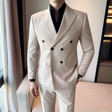 秋冬韩版修身小西装双排扣西服套装两件套咖啡A445-LJT3611C-P190，男装西服，电商A445