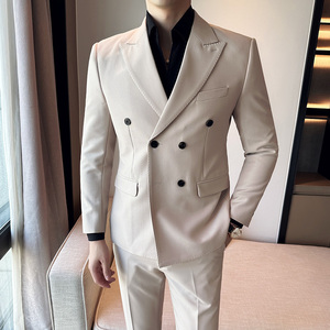 秋冬韩版修身小西装双排扣西服套装两件套咖啡A445-LJT3611C-P190图片