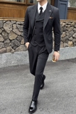 新款七色枪驳领高端西装一扣西服三件套深灰A445-SJT9001-P260，男装西服，电商A445
