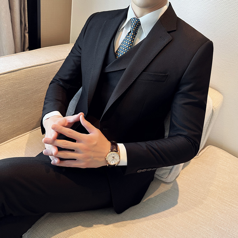 秋冬韩版修身小西装一扣西服套装三件套A445-SJT3611A-P250，男装西服，电商A445