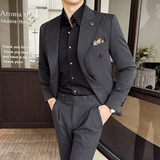 秋冬韩版修身小西装外套双排扣时尚休闲西服浅咖A445-XZ9003-P130，男装西服，电商A445