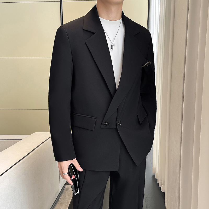 秋季时尚休闲小西装宽松轻熟风西服外套A445-DK61单西-P145，男装西服套装，电商A445