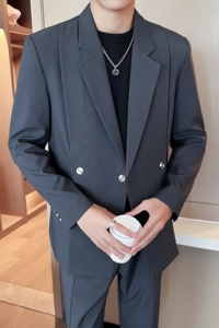 秋季时尚休闲小西装宽松版轻熟风西服外套灰色A445-DK20单西-P145图片
