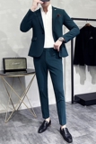 新款十个颜色韩版休闲小西装西服套装两件套墨绿色-LJT09-P210，男装西服套装，电商A445