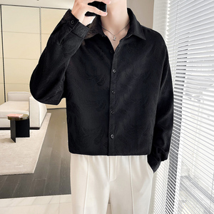轻熟秋季男士宽松衬衫时尚休闲长袖提花衬衣 A445-DC001-P78图片