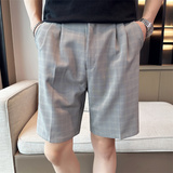 夏季男士宽松五分裤潮流休闲格子西裤直筒短裤A445-DK051-P65，男装牛仔裤，电商A445