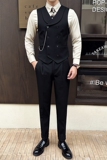 秋季新款马甲套高品质修身双排扣西装马甲黑色A445--MJT9001-P130，男装背心/马甲，电商A445