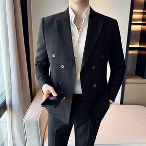 秋冬韩版修身小西装外套双排时尚休闲西服杏色A445-XZ3611C-P125图片