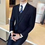 秋冬韩版修身小西装一扣西服套装三件套杏色A445-SJT3611A-P250，男装西服，电商A445