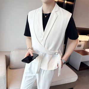 夏季男士个性马甲 时尚休闲西装领马夹 A445-DMJ019-P125图片