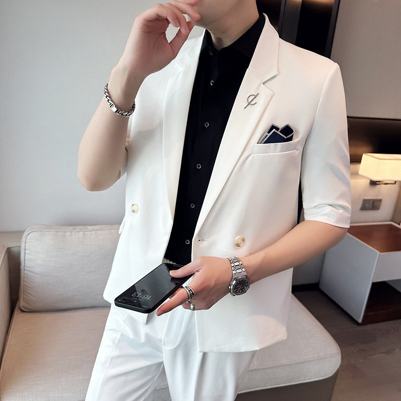 夏季时尚休闲中袖小西装 宽松版七分袖西服外套 A445-XZ066-P130图片
