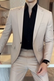 秋冬韩版修身小西装外套一扣时尚休闲西服杏色A445-XZ3611A-P125，男装西服，电商A445