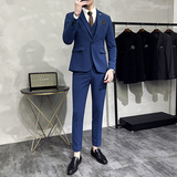 新款十色韩版修身小西装西服套装三件套全身图杏色-SJT09-P275，男装西服套装，电商A445