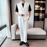 秋季男士个性马甲时尚休闲西装领马夹白色A445-DMJ019-P125，男装西服套装，电商A445