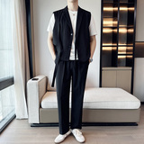 男士个性马甲西裤套装时尚休闲西装领马夹套A445-MJT019-P200，男装西服套装，电商A445
